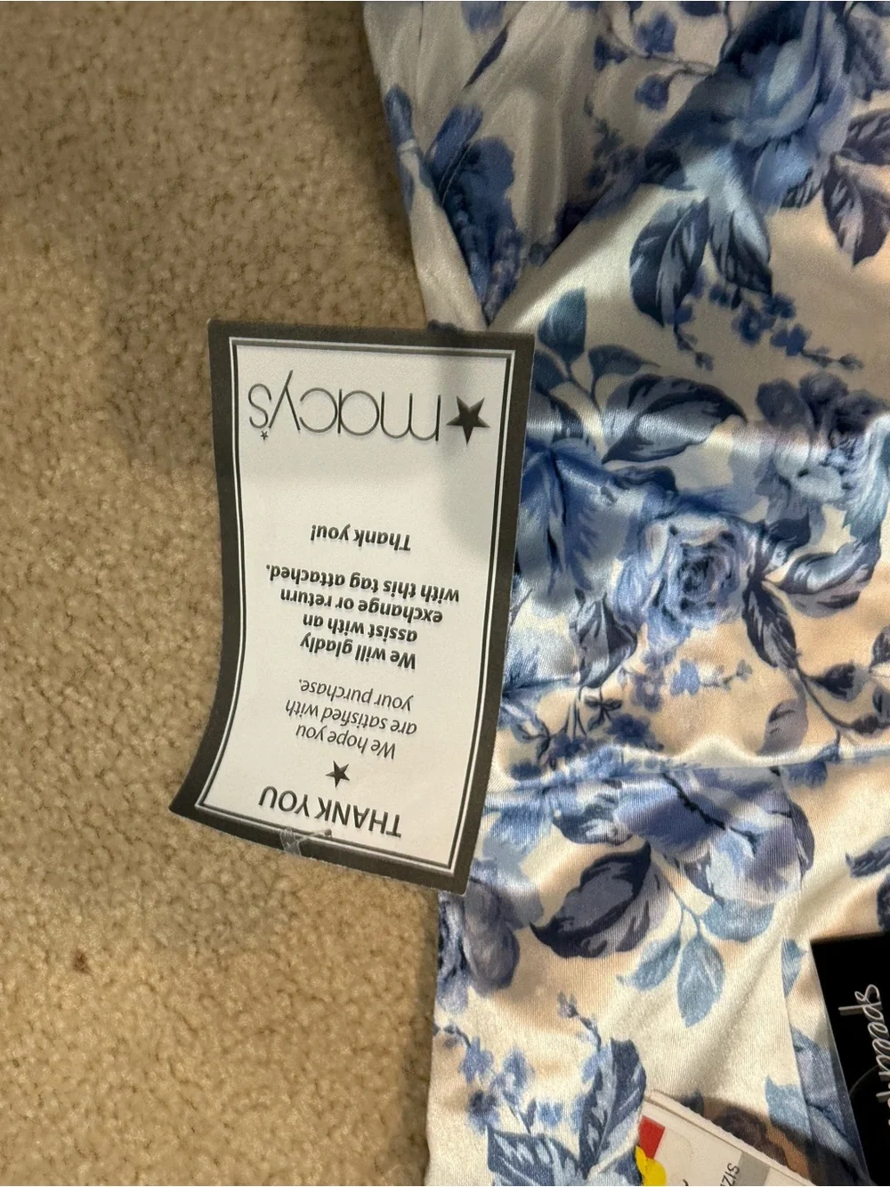 Macy's White Dress with Blue Floral Print